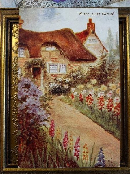 画像1: Postcard　 イングリッシュガーデン　花咲くコテージ　イギリス1904年　 (1)