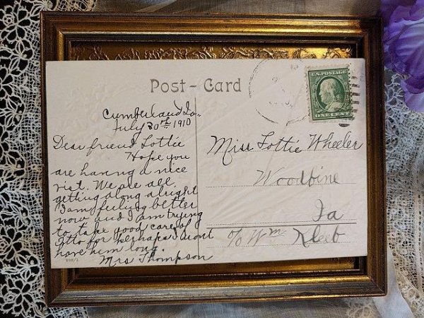 画像2: ▼SALE 500▼Postcard パンジーのお花とリボン 1910年 (2)