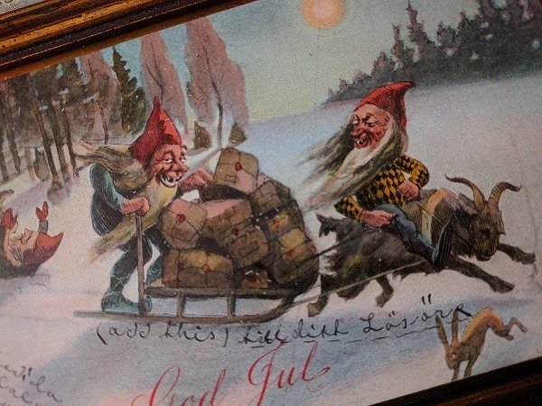 画像2: Postcard  ヤギ車で荷物を運ぶノーム妖精 1909年 (2)