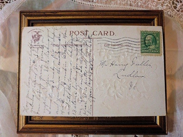 画像3: Postcard ハートの秤と天使と菫のお花 Ellen Clapsaddle 1909年 (3)