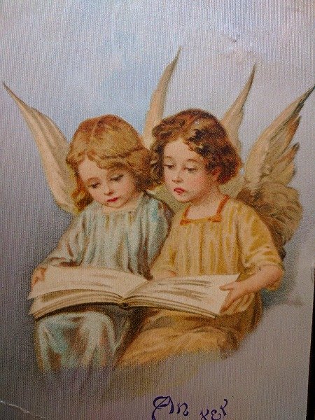 画像2: Postcard Easter  本を読む天使 1907年 (2)