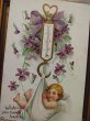 画像2: Postcard　ハートの秤と天使と菫のお花　Ellen Clapsaddle 1909年 (2)