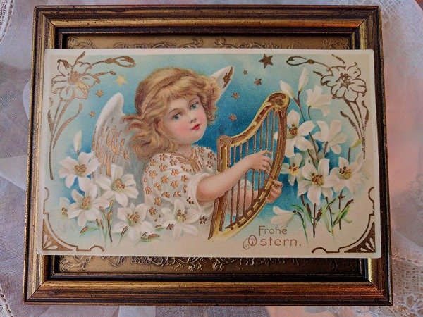 画像1: Postcard　竪琴と美しい天使　ハープ (1)