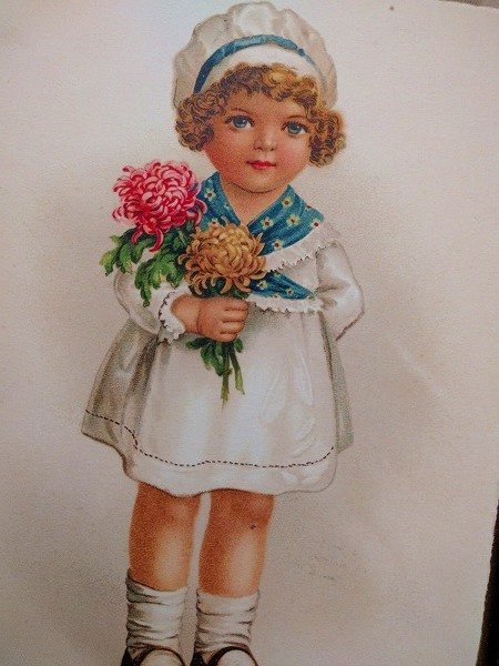 画像2: Postcard  お花を持つ女の子 Ellen Clapsaddle (2)