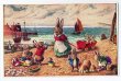 画像1: Postcard  森の動物さん　ウサギさん家族の海遊び　Racey Helps　未使用 (1)