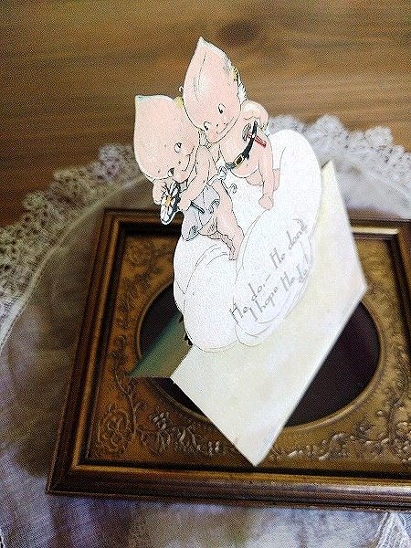 画像3: Postcard  キューピー 雲の上で花占い Klever Kard ダイカット立体 Rose O'Neil (3)