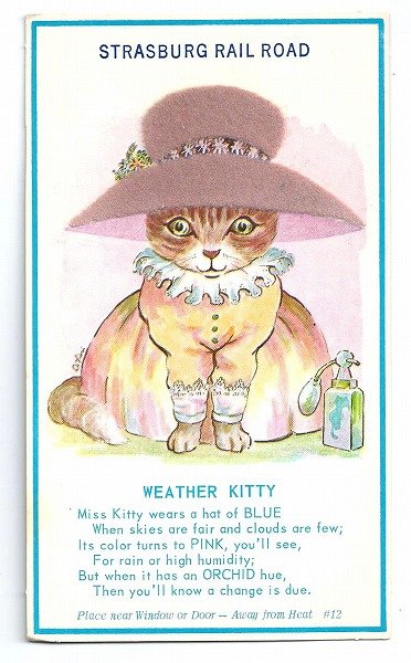 画像1: Vintage card　天気予報をするオシャレな猫さん　Strasburg Rail Road (1)