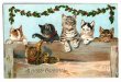 画像1: Postcard　クリスマス　6匹の猫たち　 (1)