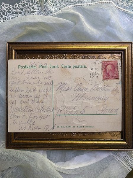 画像2: Postcard オシャレなプードル犬 日傘と羽帽子 1909年 (2)