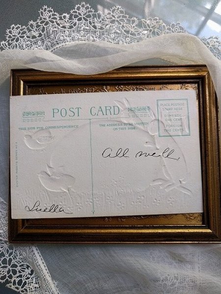 画像2: Postcard  Easter 大きなイースターエッグとウサギとヒヨコ (2)