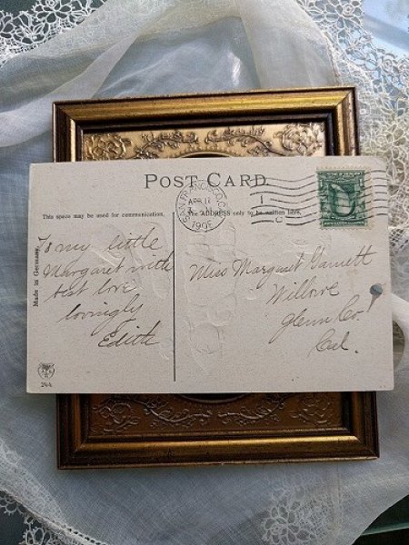 画像3: Postcard イースターエッグを持つ女の子とヒヨコ W.Langner 1908年 (3)