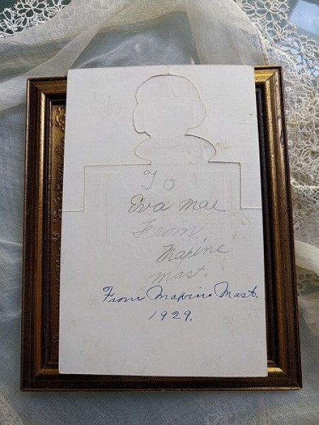 画像4: Postcard  バレンタイン　ハートにアイロンをかける女の子　猫　ダイカット立体　1929年 (4)