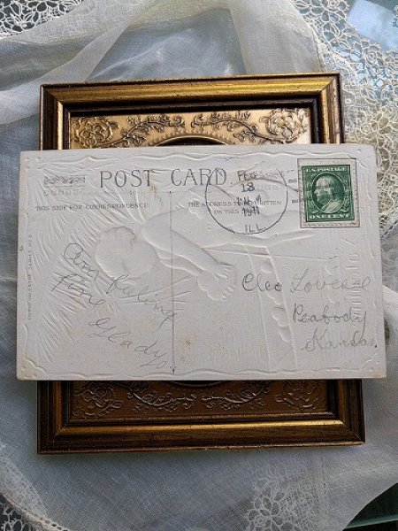 画像3: Postcard  バレンタイン 大漁?ハートを釣る天使 1911年 (3)