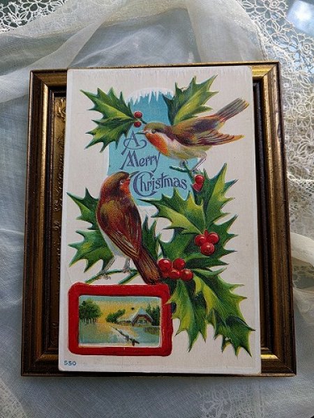 画像2: Postcard  Xmas クリスマス 小鳥  ロビン 1914年 (2)