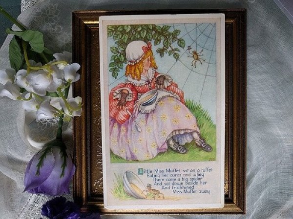 画像2: Postcard   LITTLE MISS MUFFET ちいさなマフェット マザーグース (2)