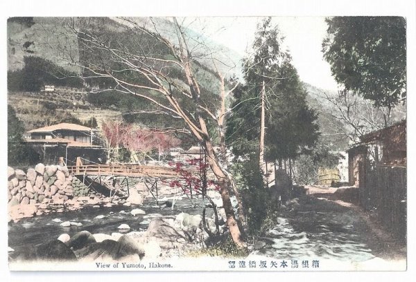 画像1: 手彩色絵葉書　箱根湯本矢坂橋 (1)