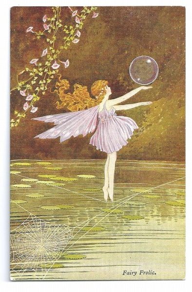 画像1: Postcard　シャボン玉と妖精　蜘蛛の糸　（未使用）　Ida Rentoul Outhwaite (1)