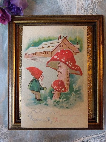 画像2: Postcard  　キノコとノーム妖精　 (2)