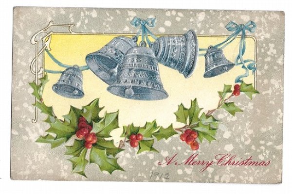 画像1: Postcard 　クリスマス　ホーリーとベル　1912年 (1)