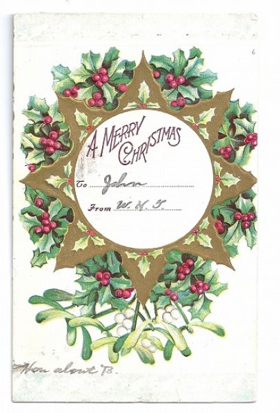 画像1: Postcard 　クリスマス　ホーリーとヤドリギ　1908年 (1)