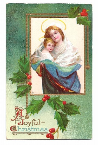 画像1: Postcard 　クリスマス　ホーリーと聖母子　E.Clapsaddle ? (1)