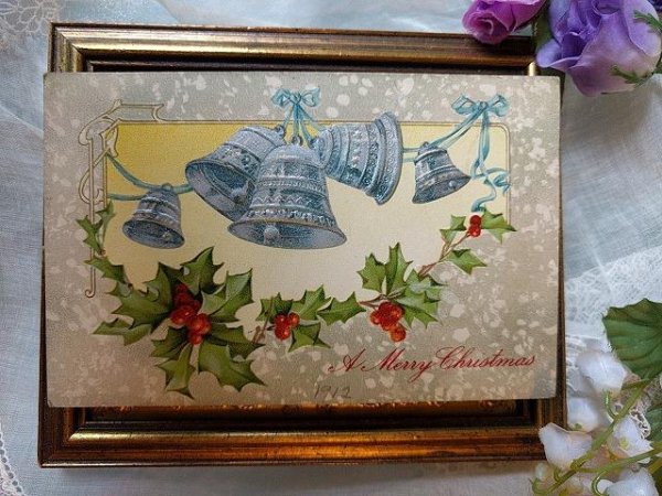 画像2: Postcard  クリスマス ホーリーとベル 1912年 (2)
