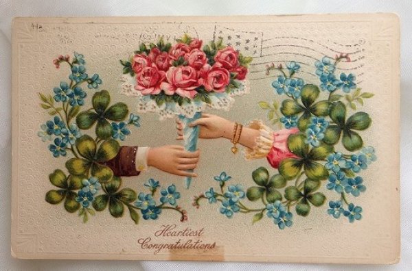 画像1: Postcard　薔薇の花束と手　1910年 (1)