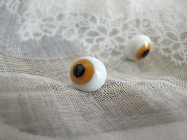 画像5: Antique Glass Eye アンティーク ジャーマングラスアイ 薄茶 ドイツ製 ポンチ目 グーグリー 10mm (1組・2個) (5)