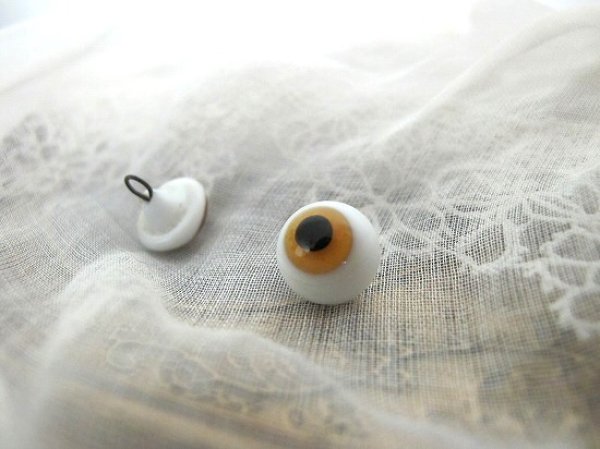 画像6: Antique Glass Eye アンティーク ジャーマングラスアイ 薄茶 ドイツ製 ポンチ目 グーグリー 10mm (1組・2個) (6)