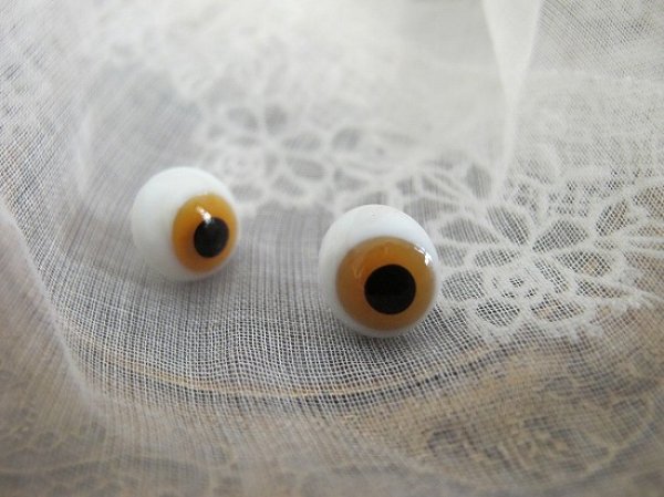 画像3: Antique Glass Eye アンティーク ジャーマングラスアイ 薄茶 ドイツ製 ポンチ目 グーグリー 10mm (1組・2個) (3)