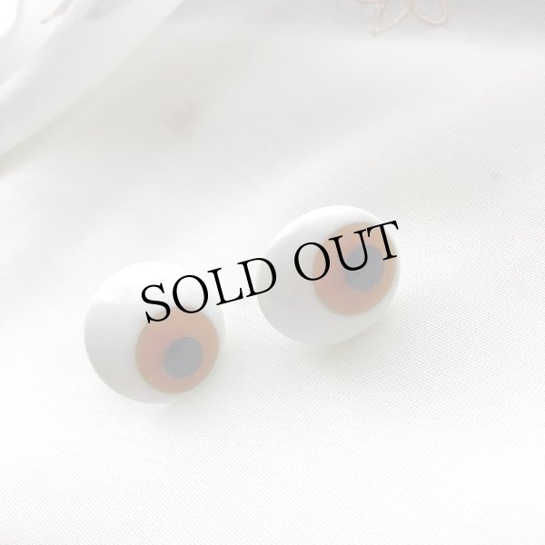 画像2: Antique Glass Eye　アンティーク　ジャーマングラスアイ　茶色　ドイツ製　ポンチ目　グーグリー　20mm　（1組・2個セット） (2)