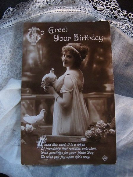 画像2: ▼SALE 500▼ Postcard  女性と白鳩 (2)