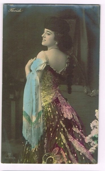 画像1: Postcard ドレスの女性　背中　未使用 (1)