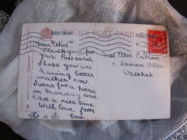 画像3: Postcard 犬にキスをする黒猫 イギリス1918年 (3)