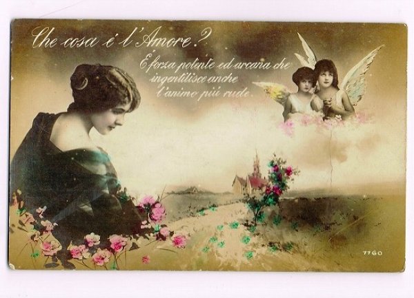 画像1: Postcard  美しい女性と天使たち (1)