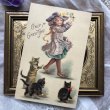 画像2: Postcard　女の子と3匹の猫たち　Helena Maguire  (2)