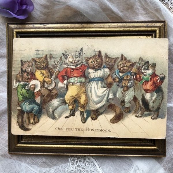 画像2: Postcard 猫のダンス ハネムーンへ出発する猫 G.H.Thompson  (2)
