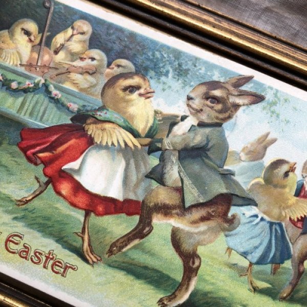 画像2: Postcard  Easter ダンスをするウサギとヒヨコ Ellen Clapsaddle 1912年 (2)