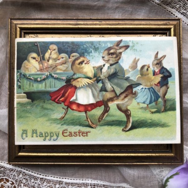 画像3: Postcard  Easter ダンスをするウサギとヒヨコ Ellen Clapsaddle 1912年 (3)