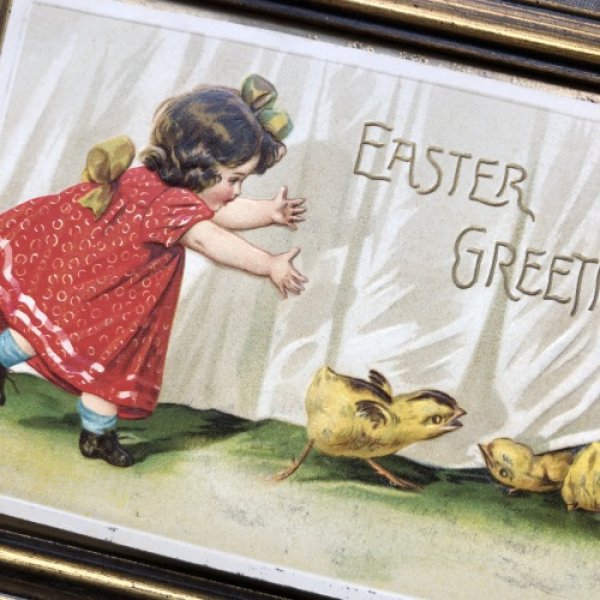 画像3: Postcard  Easter ヒヨコを追いかける女の子 イースター 1910年 (3)