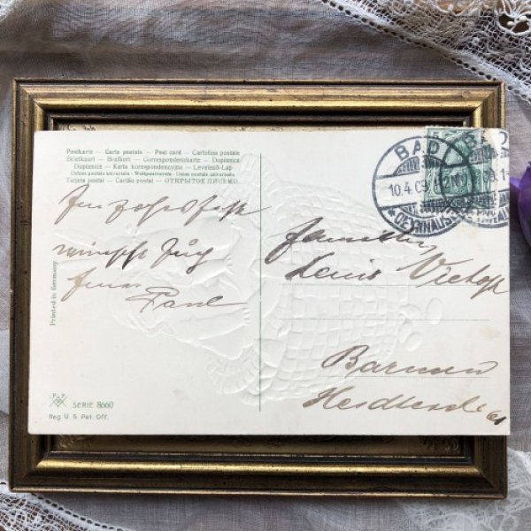 画像3: Postcard  Easter ウサギさんと赤ちゃん Marie Flatscher ドイツ1909年 (3)