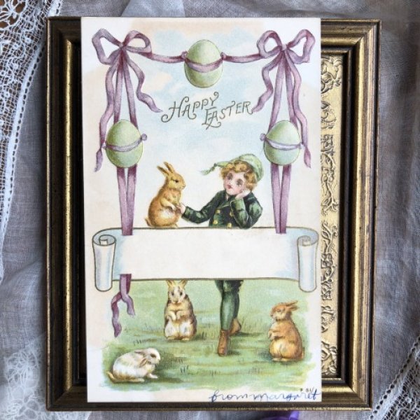 画像2: Postcard  Easter ウサギさんと男の子 (2)