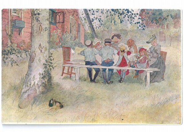 画像1: Postcard　食事をする人々　Carl Larsson (1)