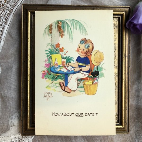 画像2: Postcard  休暇中の女の子　HOW ABOUT OUT DATE ?  Mable Lucie Attwell 　 (2)