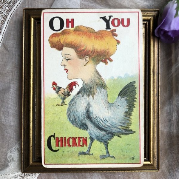 画像2: Postcard  ニワトリになってしまった女性? 1911年 (2)