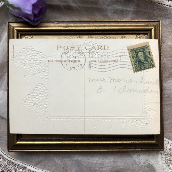 画像3: Postcard  イースター スミレのお花の十字架と2人の天使 1909年 Ellen Clapsaddle (3)