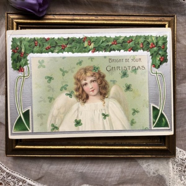 画像2: Postcard  クリスマス クローバーと天使 1909年 (2)