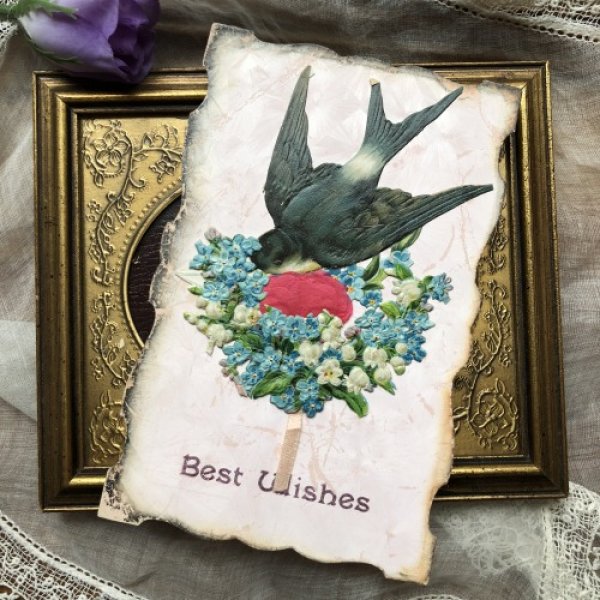 画像2: Postcard  ハートを運ぶツバメ クロモス 仕掛け (2)