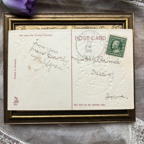 画像3: Postcard  バレンタイン ハートを運ぶツバメ 1910年 (3)