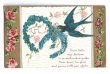 画像1: Postcard  忘れな草のお花の馬蹄を運ぶツバメ　1910年 (1)